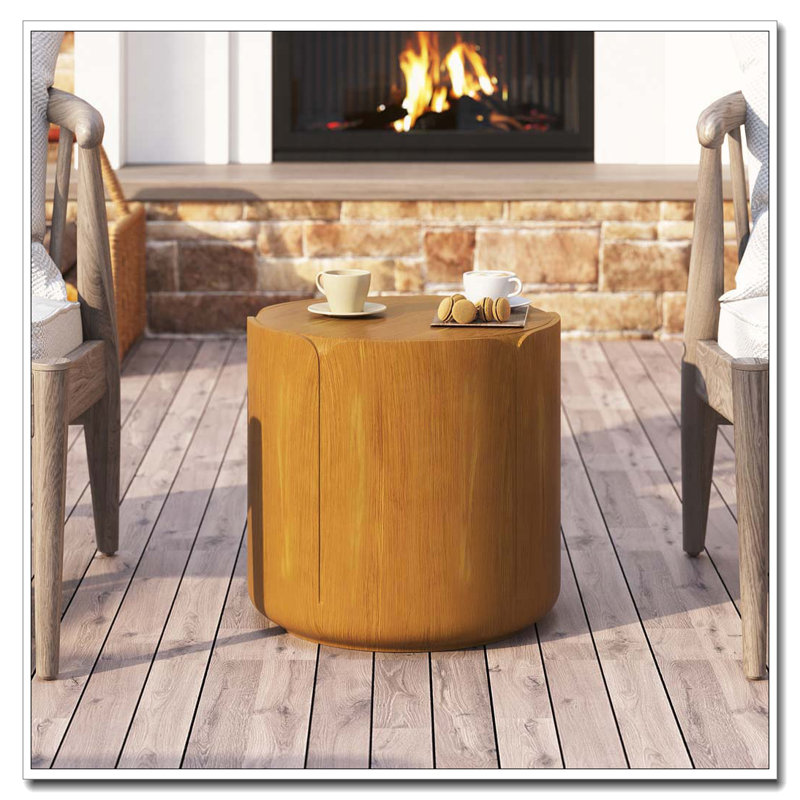 Table d'appoint ronde moderne pour l'intérieur et l'extérieur, Naturel, 1