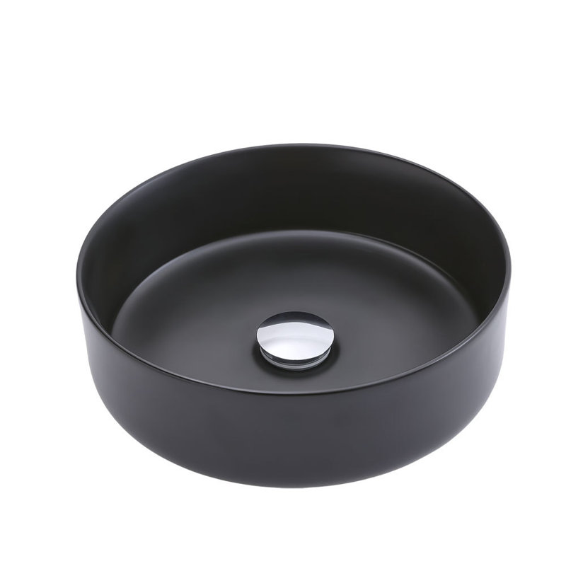 Brayden Studio Senoia 360mm L x 360mm W Matte Black Ceramic Circular Sink