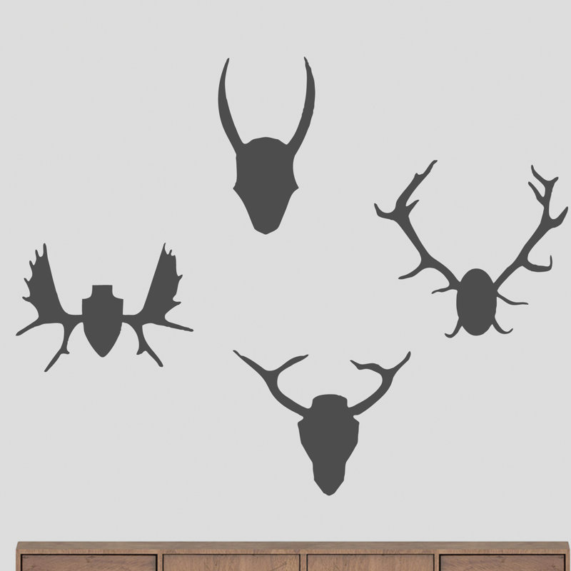 Décalcomanie murale antlers montage Petrucci, Gris foncé