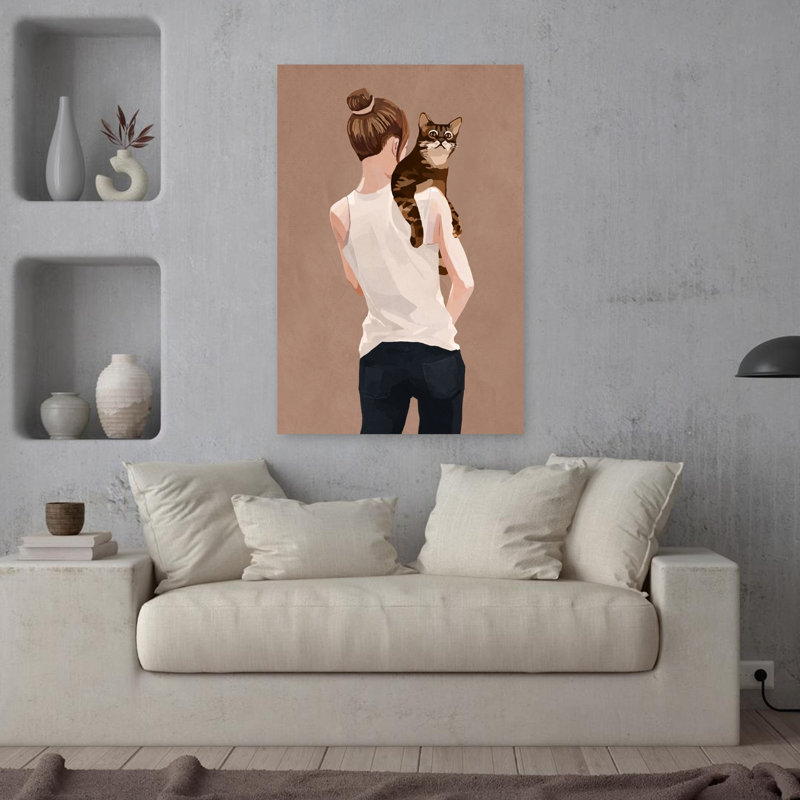 Art mural contemporain contemporain fantaisiste, H 36 po x l 24 po