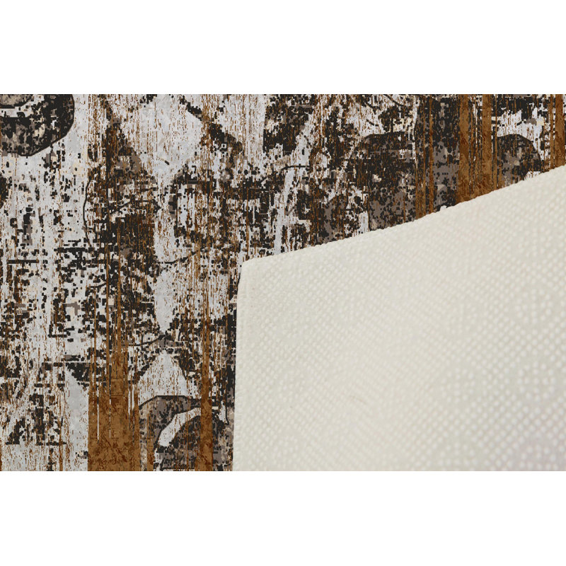 Tapis d'entrée élégant, impression numérique 3D, 3,9 x 4,9 pi | 100% polyester, antibactérien, envers en PVC antidérapant, hauteur des poils: 0,04 po, lavable à la machine, parfait pour le décor du salon et du vestibule