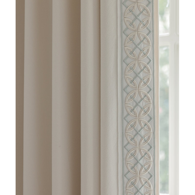 Arabella Cotton Blend Curtain Pair (Set of 2) with Lining, Soft Off-white, 50"W x 108"L
