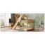 Structure de lit superposé surélevé en bois avec surmatelas pour grand lit double avec glissoire et échelle intégrée pour enfants, adolescents, jeunes, naturel-551969518