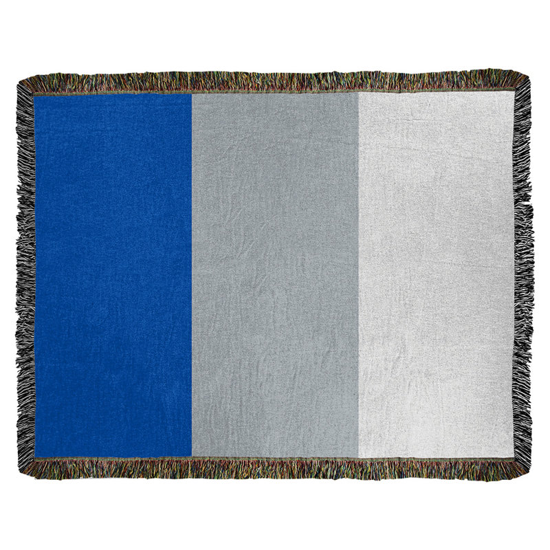 Couverture en coton Charlotte, l 50 po x L 60 po, Bleu royal / argent / blanc, Basketball Dallas