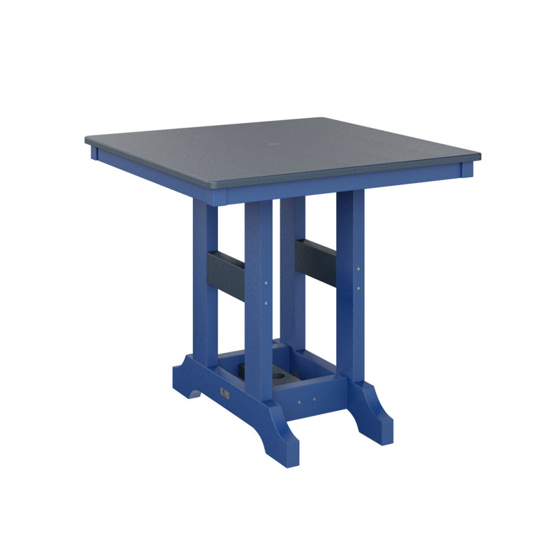 Garden Classic Outdoor Square Bar Table, Navy Blue, Pacific Blue, 35.5" H x 33" W x 33" D