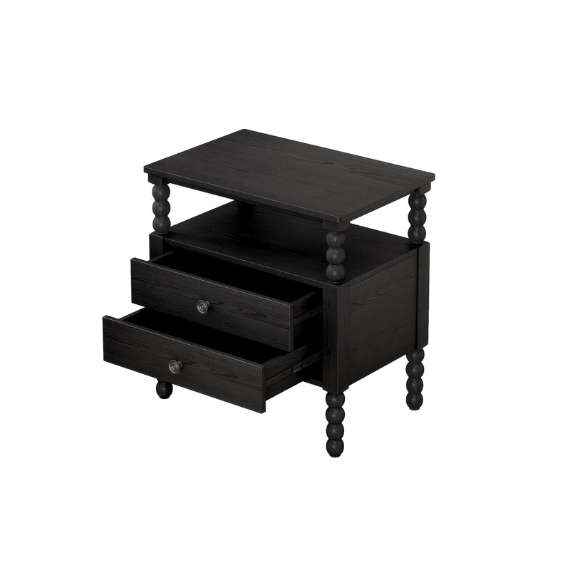 Ensemble de chambre à coucher 3 pièces Geneal, Grand, Noir antique