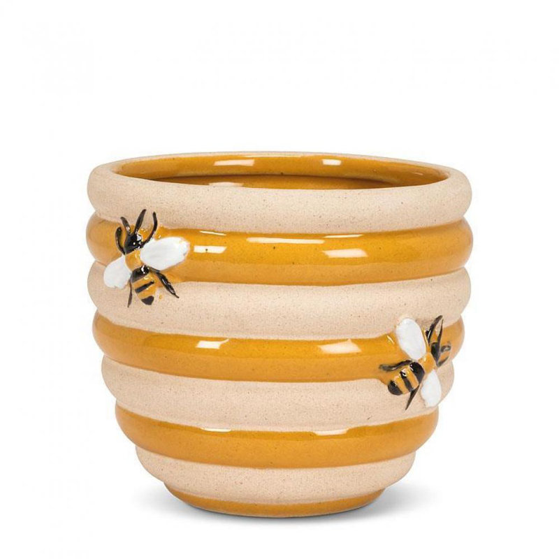 Anat Ceramic Cachepot, 4" H x 4.5" W x 4.5" D