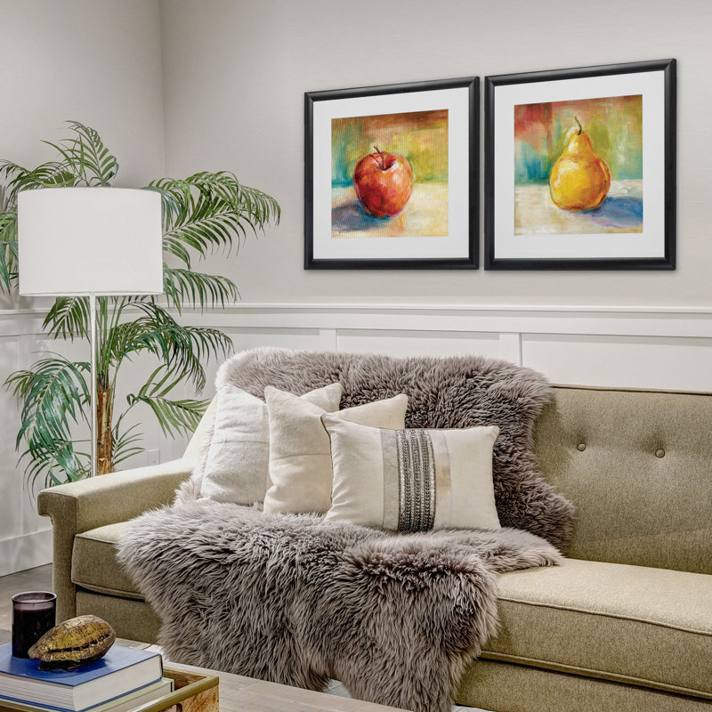 «Fresh Apple», ensemble de 2 reproductions encadrées, Cadre noir