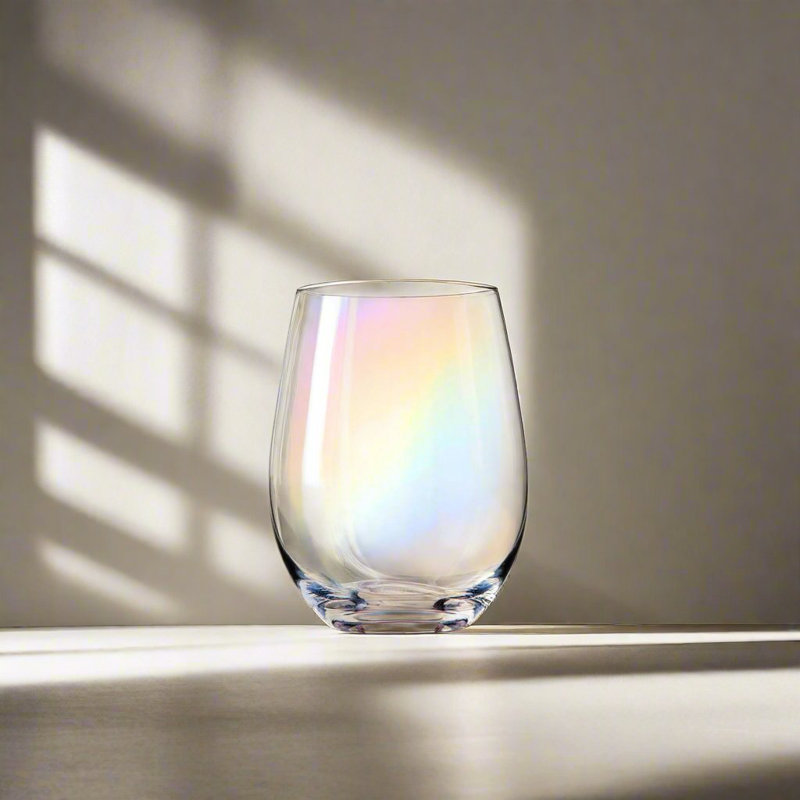 Elegant Iridescent 19 oz. Stemless Wine Glass Set for Sophisticated Sipping