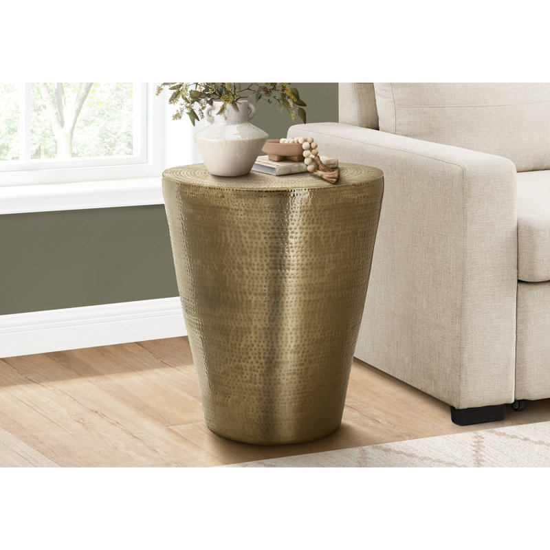 Table de tambour contemporaine en métal doré pour la décoration de la chambre à coucher, table de chevet chic, salon et utilisation