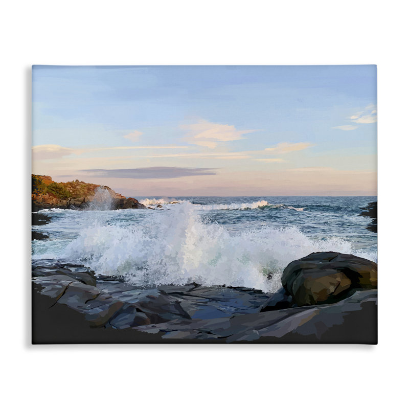 «Strong Breaking Waves», art mural sur toile par Emily Kalina, H 36 po x l 48 po