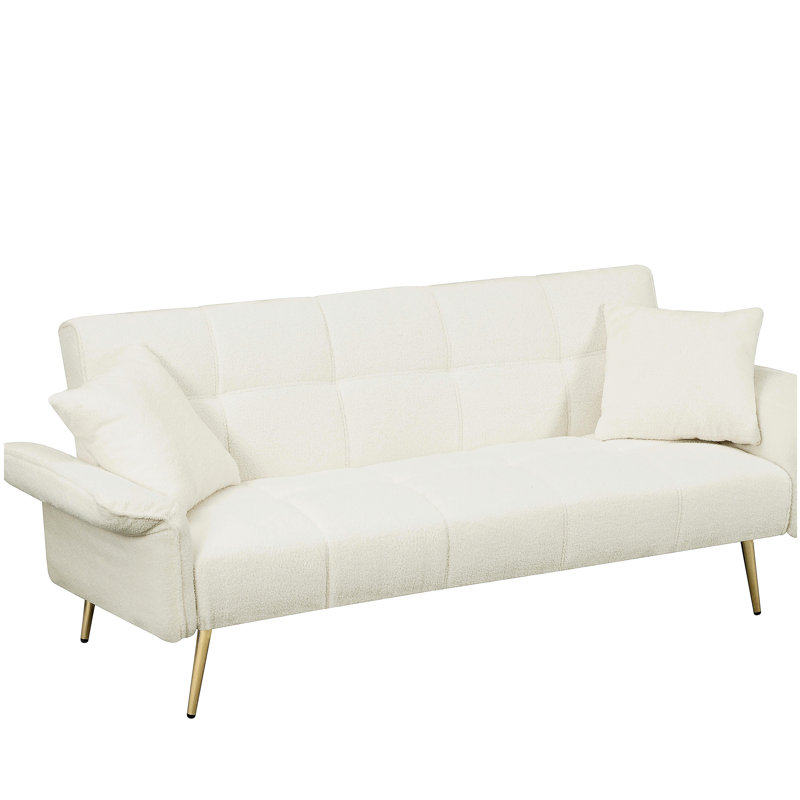 70.1 "futon sofa bed, convertible double sofa bed with folding armrests for living rooms and small Spaces, Beige