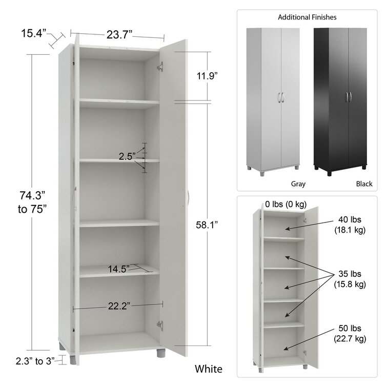 The Twillery Co. Armoire de garage haute l 18 po x P 16,34 po x H 74,92 po  Reichard - Wayfair Canada