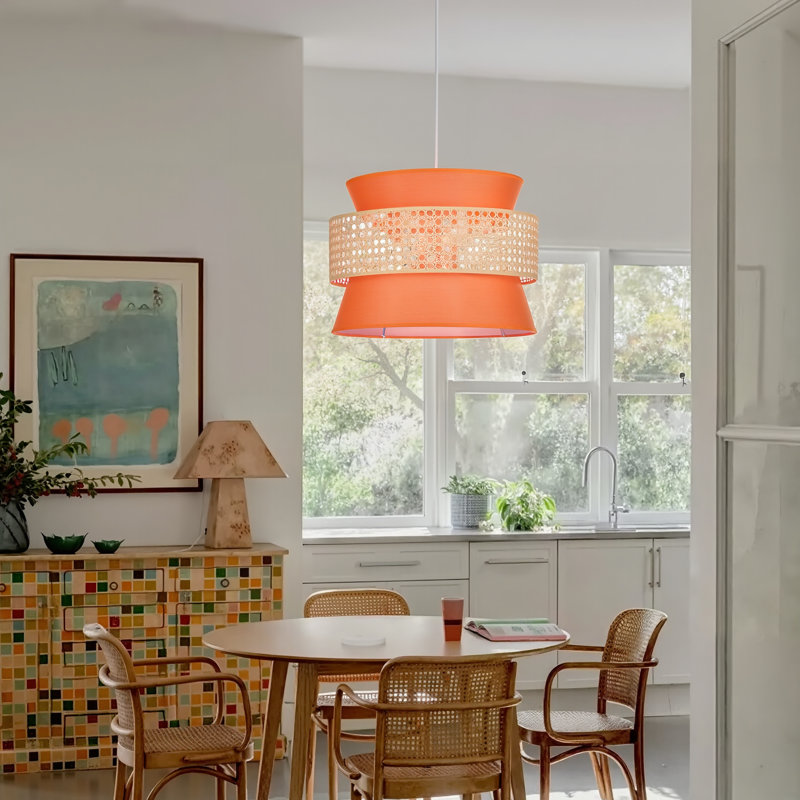 Guerande 1 - Light Orange Lantern Pendant, 11.81" H x 15.74" W x 15.74" D