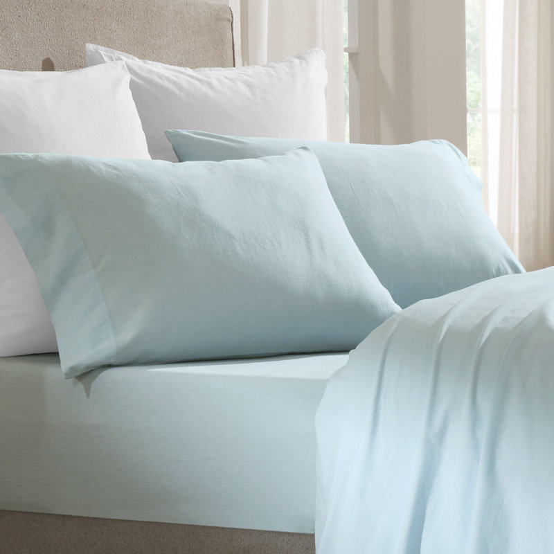Taies d'oreiller en percale légère 100% coton Carmen, Bleu, Taies d'oreiller très grandes