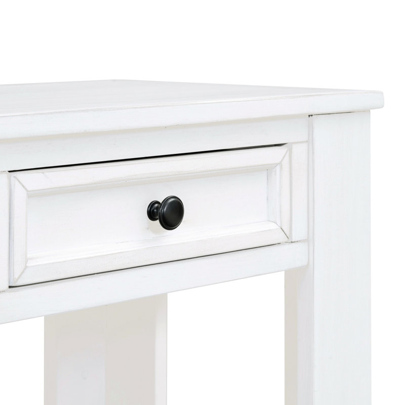 Table rustique chic antique blanche avec tablette et tiroirs pour le rangement de la console du vestibule: Design