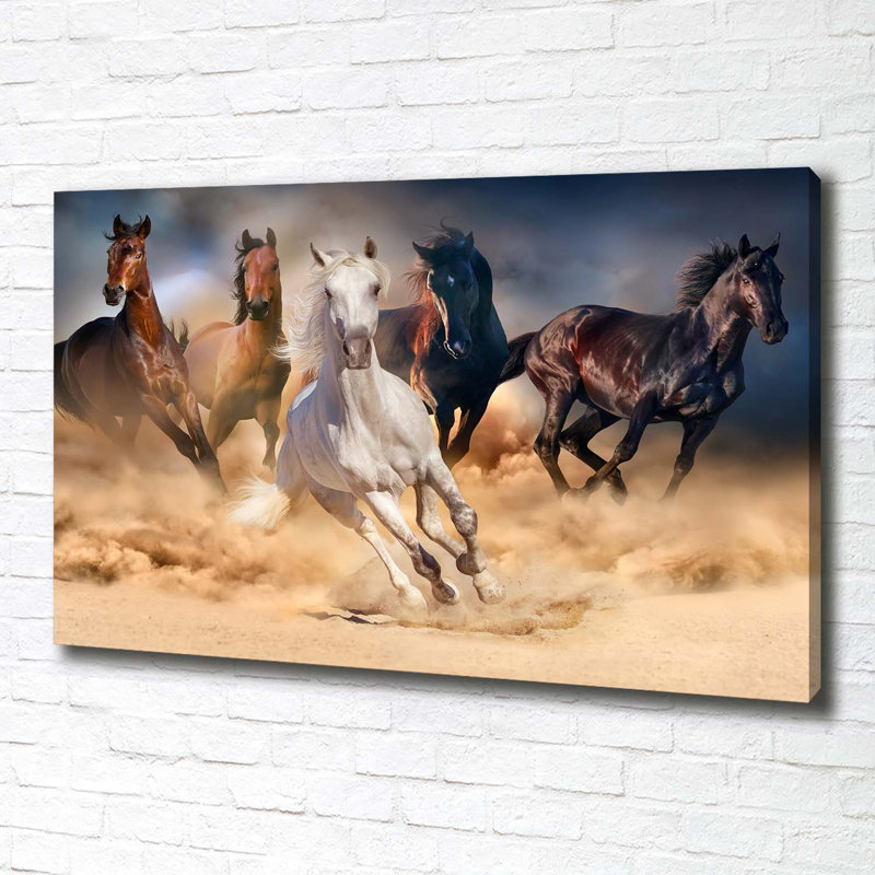 Horses Galloping - Wrapped Canvas Print, 70cm H x 100cm W x 2cm D