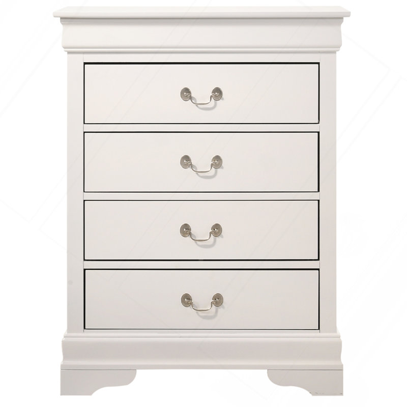 Commode 4 tiroirs, blanc, Blanc