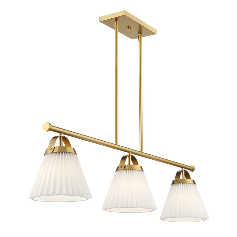 Lustre linéaire à 3 lumières Omoro, Laiton naturel