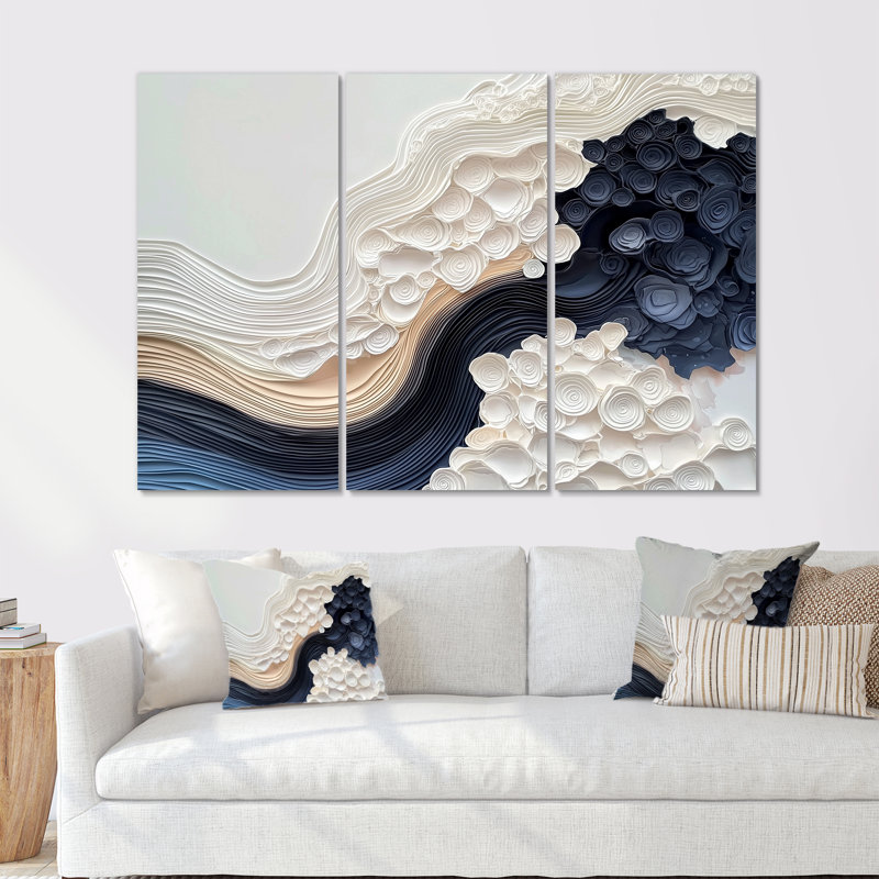 «Aqua Sea Underwater River I», ensemble d'art abstrait mural transitionnel moderne, H 28 po x l 36 po, Ne s’applique pas
