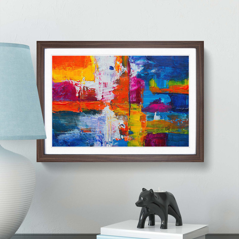 Abstract Art Painting Vol.443 by S.Johnson - Picture Frame Painting Print, 36cm H x 48cm W x 2cm D, Walnut Framed