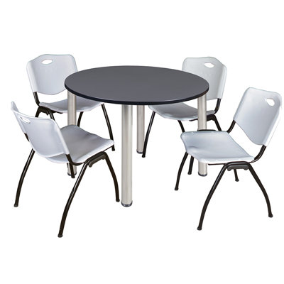 Kee Round Breakroom Table Top, 4 M Stack Chairs