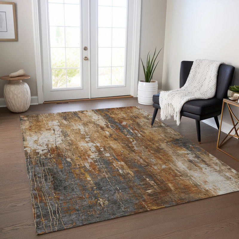 Tapis intérieur / extérieur orange lavable Caelion - LOOMlan, 2 pi 3 po x 7 pi 6 po