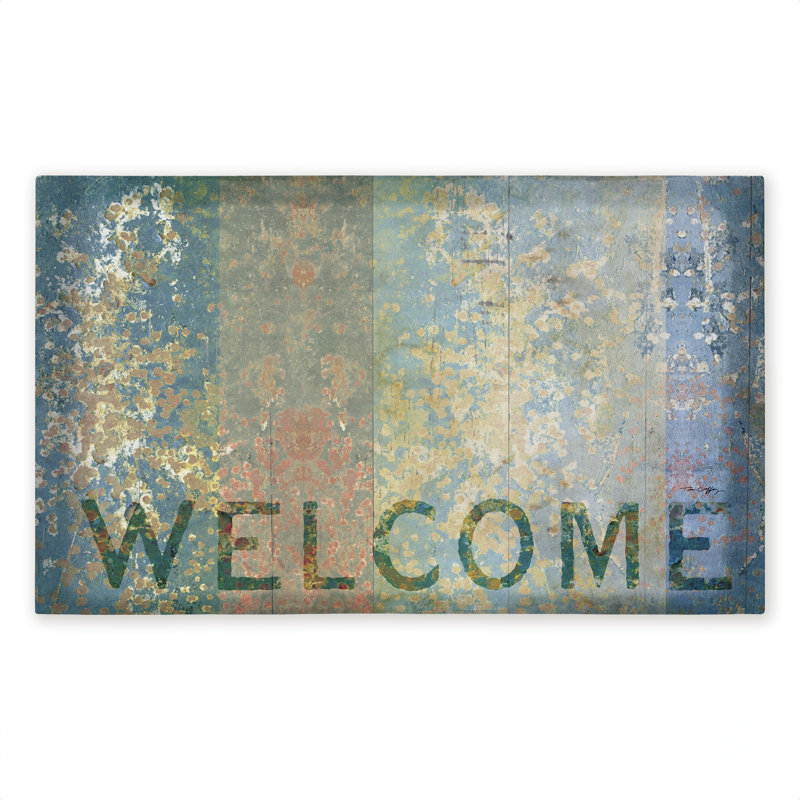 Tapis d'extérieur rustique imprimé à rayures, par Tim Coffey, 18 po x 30 po
