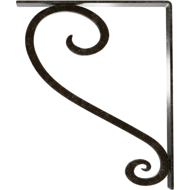 Support en fer forgé Edwards de l 2 po x P 12 po x H 15 po (contreventement triple central), argent chaud antique
