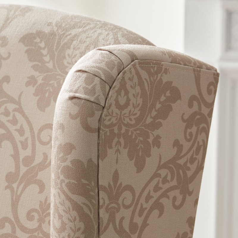 Fauteuil à oreilles rembourré Damiyah, Floral brun