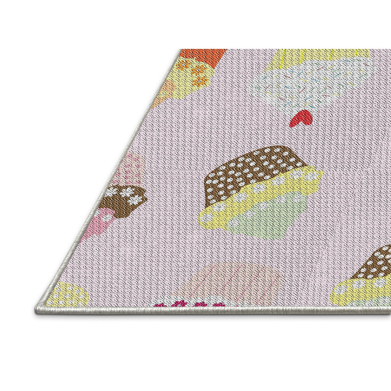 Tapis jaune/rose à motifs, Rectangle 5 pi x 7 pi