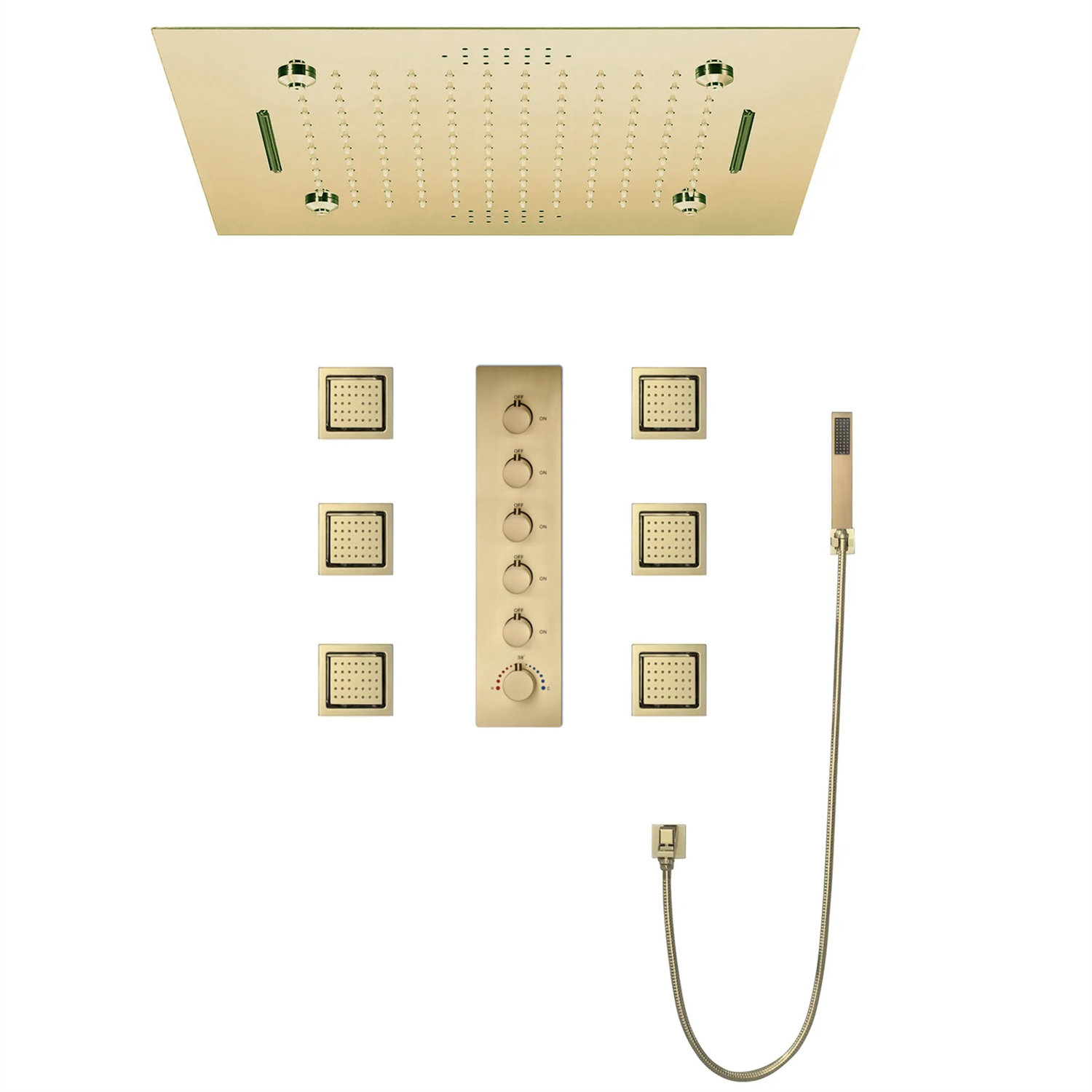 BathSelect Matte Black Ceiling Mount Mist and Rainfall Thermostatic ...