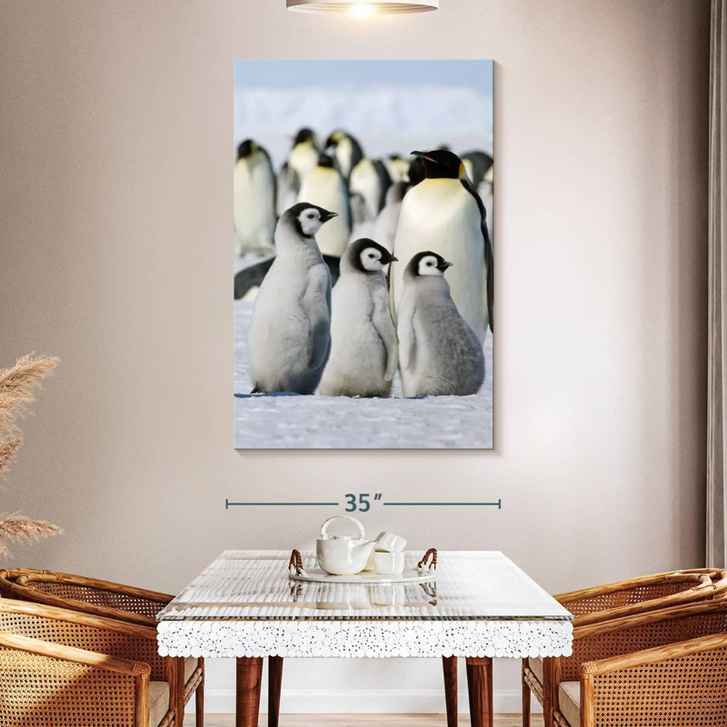 Penguins Winter Ice, 51" H x 34" W