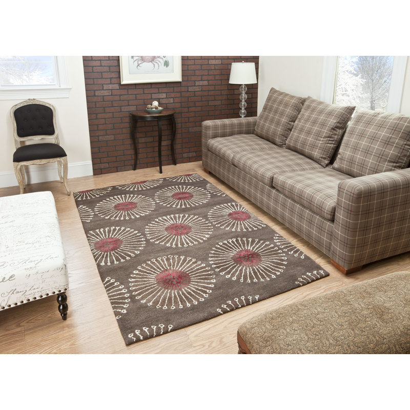 Tapis brun / brun clair en laine touffeté à la main Avayah, Rectangle 3 pi 6 po x 5 pi 6 po