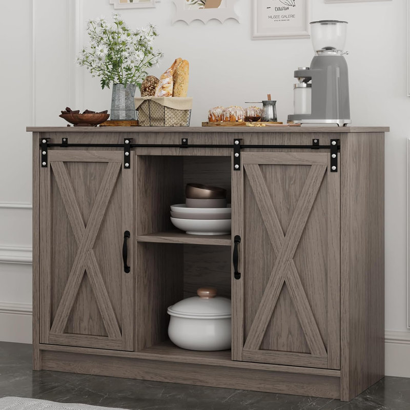 Armoire-bar Abrianna Farmhouse, Gris délavé