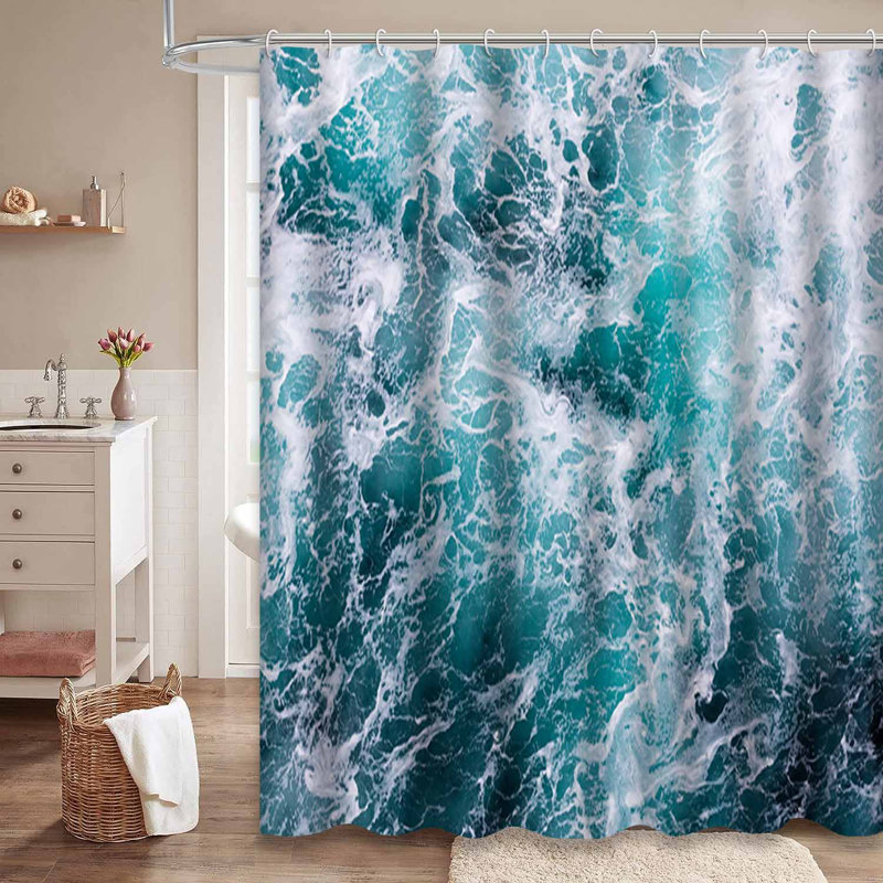 Rideau de douche imperméable avec 12 crochets Ocean Design, L 72 po x l 72 po