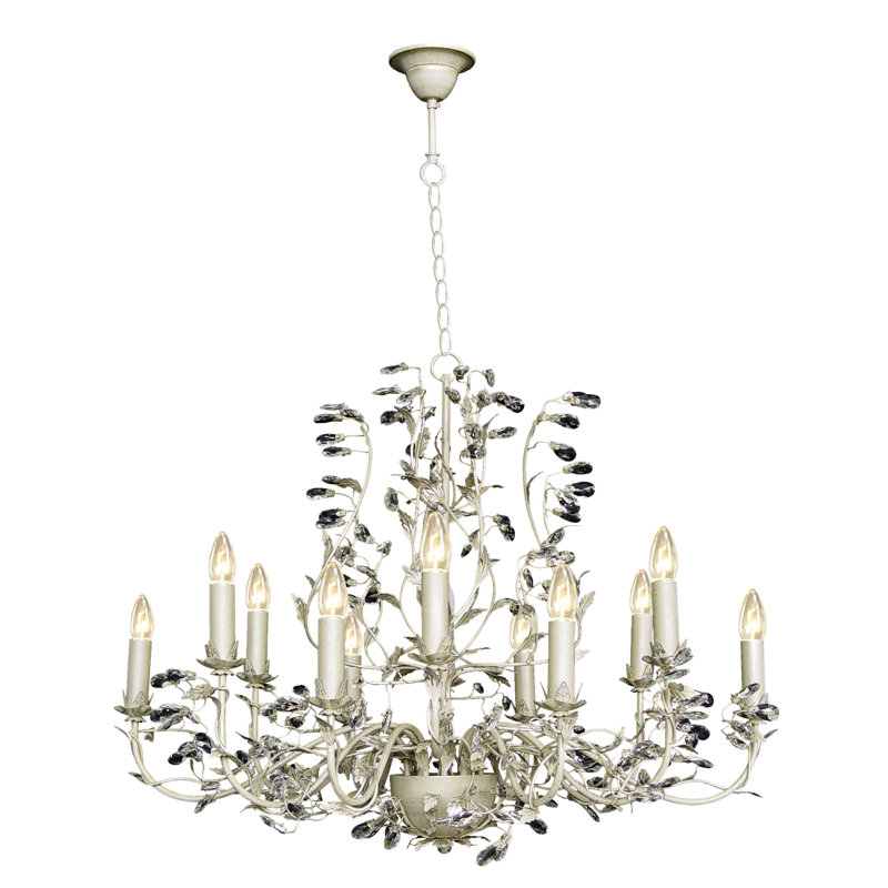 Clemmer 12 - Light Candle Style Chandelier, Cream and Silver
