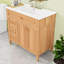 Meuble-lavabo de salle de bain avec lavabo en céramique, tiroir rabattable, portes à fermeture en douceur et tablettes réglables