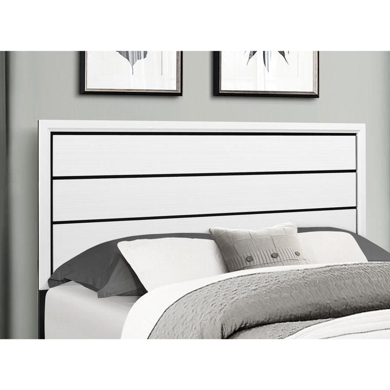 Grand lit à finition blanche - Mirage, 4 lattes, 58,07 po Grand, largeur de 86,16 po, sommier nécessaire 93,83 lb, finition, bois d'hévéa