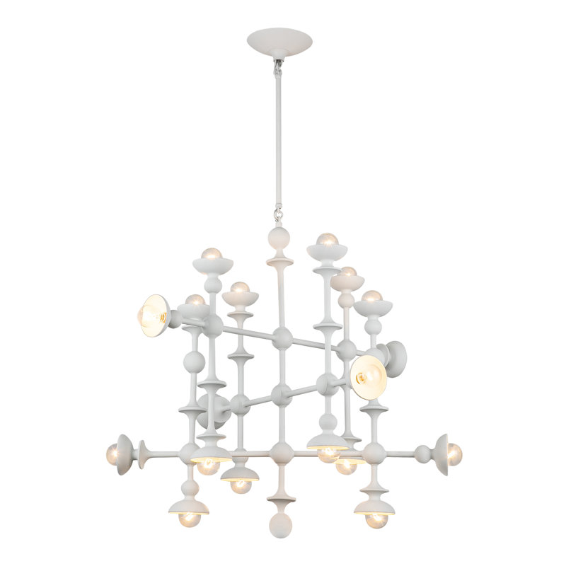 White 18-Light Sputnik Chandelier with Sculptural Design