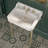 Whitehaus 24" Console with Integrated Rectangular Bowl, Brass Leg Support and Side Towel Bar-27330540-27330536
