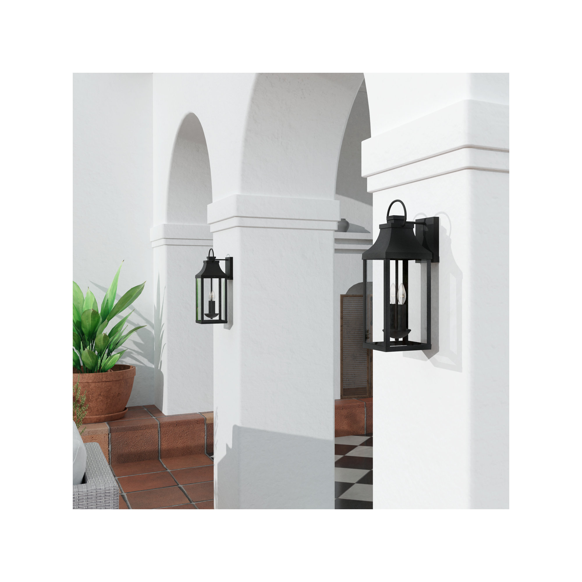 Caden 2 Light Outdoor Wall Light, Black