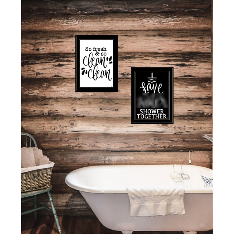 "Ready To Hang 'Clean / Shower Together" 2, impression sur papier multicolore, cadre noir par Fearful Made Creations ", reproduction encadrée multicolore