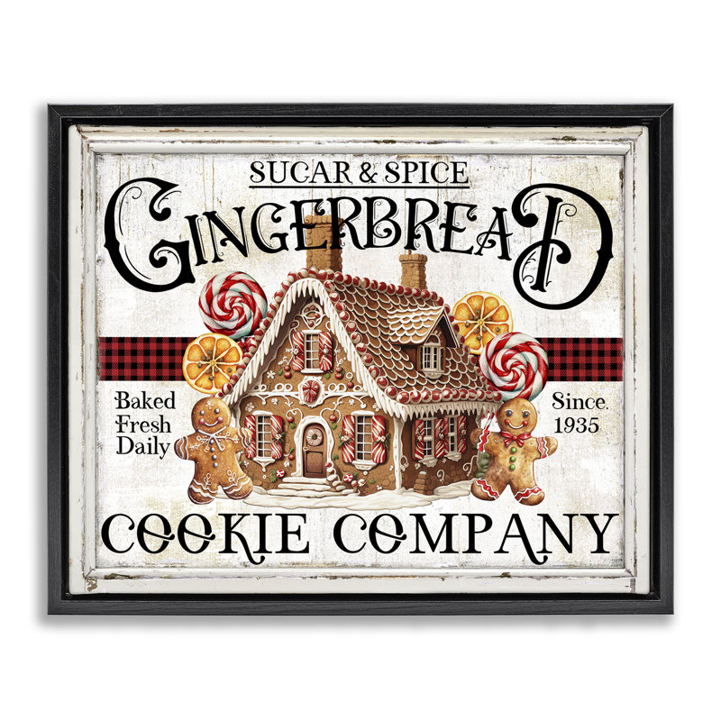 Art mural sur toile Gingerbread, Cadre flottant noir de jais, H 17 po x l 21 po