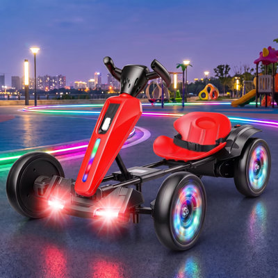 Kart électrique 12V pour enfants de 3 à 6 ans, jouets pliables avec moteurs 2X50W, siège réglable, lumière DEL, Bluetooth, musique