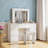 41" Large White Vanity – 12-Bulb 3-Color Hollywood Mirror, Extra-Deep 4 Drawers, Poplar Core, Matte-Melamine Finish, Modern Studio Statement