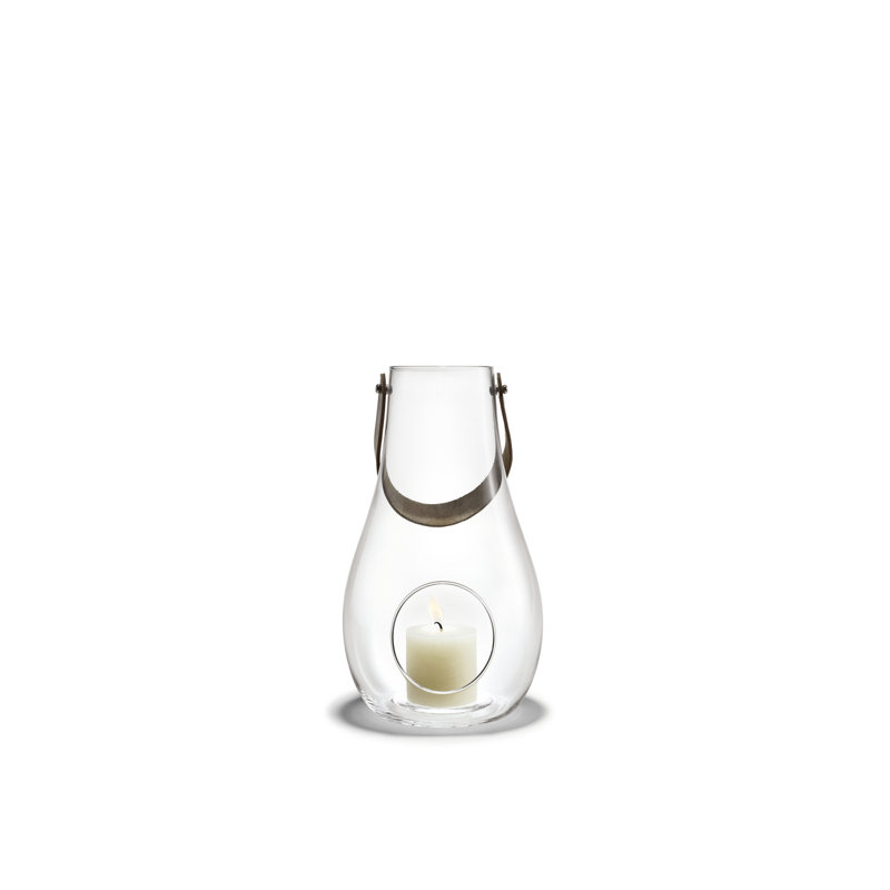 Glass Tabletop Lantern, 17.7" H x 10.4" W x 10.4" D, Clear