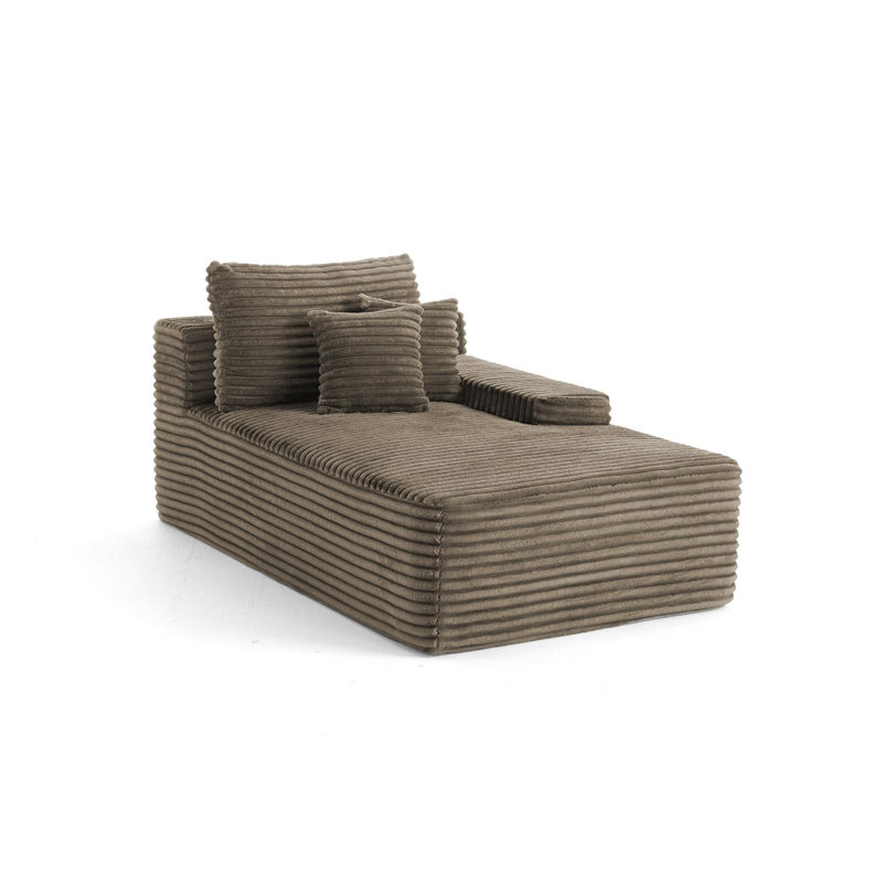 Upholstered Chaise Lounge, Light Brown