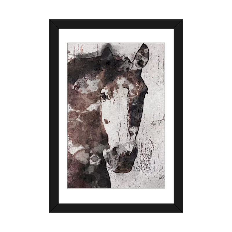 Superbe cheval iv, impression sur toile tendue, H 24 po x l 16 po x P 1 po, Papier d'art encadré noir, Blanc