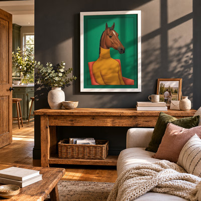Horse in Yellow Surrealism - Framed Print